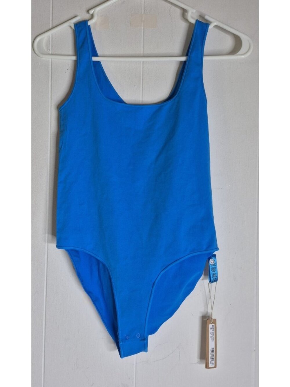NWT SKIMS Scoop Neck Blue Bodysuit Women's Size S/M